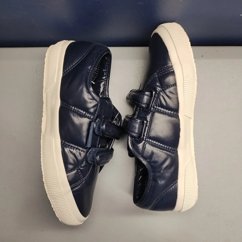 Superga 2750 Geraldina Womens‎ US Size 7.5 Navy White Puffers Strap Rubber Sole